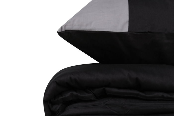 L'essentiel linge de maison Juego de funda de edredón doble ranforce Negro y Gris
